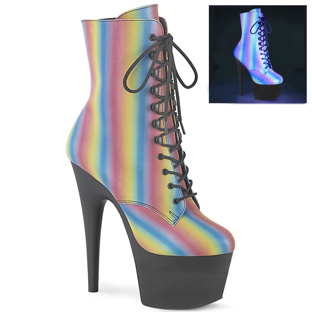 Pleaser - ADORE-1020RC-REFL-02 Bottes de plate-forme, Pole dance chaussures - Chaussures de pole dance - Multicolore/Noir